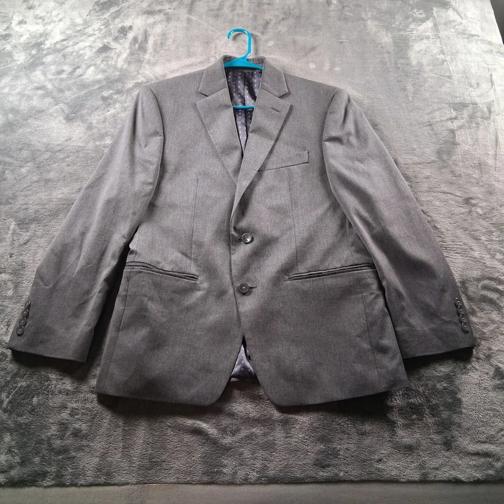 IZOD Blazer Sport Coat 40R Gray Two Button Notched Lapel Double Vent Business